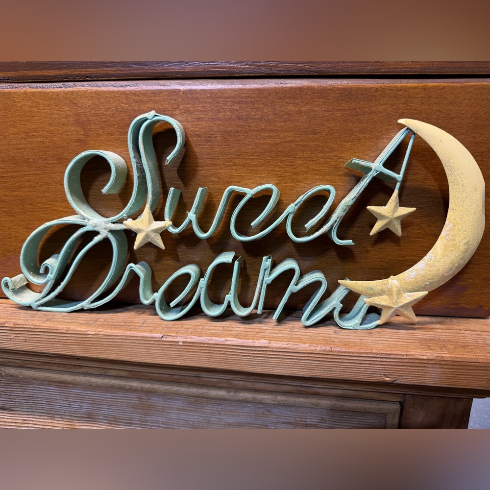 Sweet Dreams Nursery Wall Decor Light Teal Green and Yellow Moon Star & Glitter